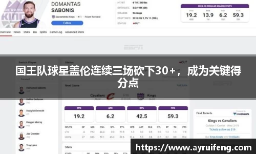 国王队球星盖伦连续三场砍下30+，成为关键得分点